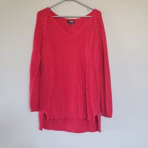 Red Sweater Size M Extra Long Knitted